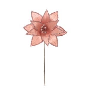 Flor Decorativa Natalina Poinsetia Rosa 27Cm Miro