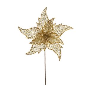 Flor Decorativa Natalina Dourada 27Cm Miro