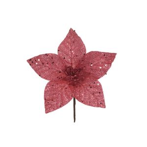 Flor Decorativa Natalina Rosa 22x10Cm Miro