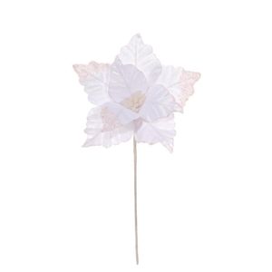 Flor Decorativa Natalina Poinsetia Branca 25x30Cm Miro