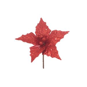 Flor Decorativa Natalina Vermelha 21x10Cm Miro