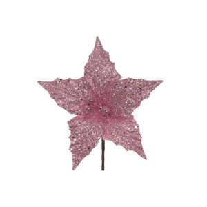 Flor Decorativa Natalina Rosa 21x10Cm Miro