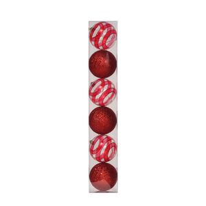 Jogo de Bolas de Natal Vermelhas e Brancas 8 cm 6 Peças Miro