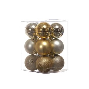 Jogo de Bolas de Natal Pratas e Douradas 5 cm 12 Peças Miro