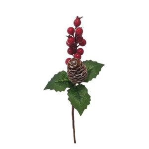 Ramo Artificial Com Frutas Vermelhas e Castanhola 22Cm Miro