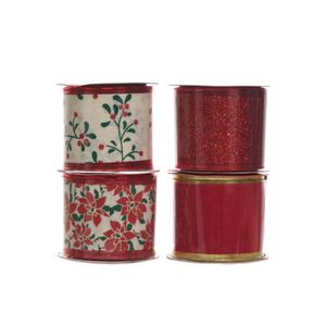 Fitas Decorativas Natalinas Vermelhas Sortidas 10Mx6Cm Miro