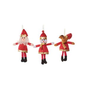 Enfeite Boneco Ornamental para Árvore de Natal Vermelho e Dourado 20CM Sortido - Miro