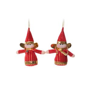 Enfeite Boneco Ornamental para Árvore de Natal Anjo Vermelho e Dourado 17CM Unidade - Miro
