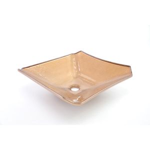 Cuba De Vidro Retangular 34cm Ouro Prismatic