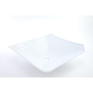 Cuba De Vidro Retangular 34cm Branca Prismatic