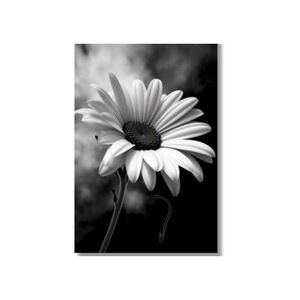 Quadro 60X90 Girassol Preto E Branco Canvas 4524 Brisa Artes
