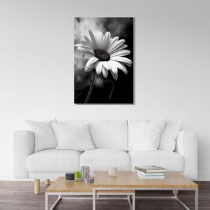Quadro 60X90 Girassol Preto E Branco Canvas 4524 Brisa Artes