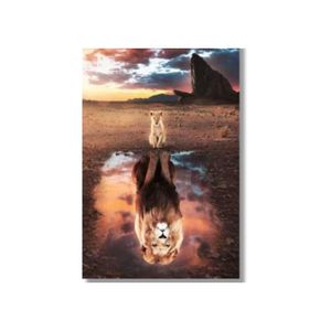 Quadro 40X60 Leão Reflexo Canvas Ani145 Brisa Artes
