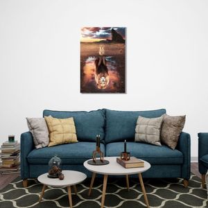 Quadro 40X60 Leão Reflexo Canvas Ani145 Brisa Artes