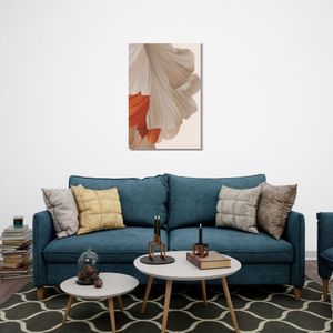 Quadro 40X60 Abstrato Branco/Laranja Canvas Abs128 Brisa Artes