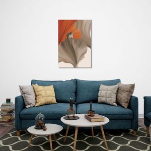 Quadro 40X60 Abstrato Cinza/Laranja Canvas Abs127 Brisa Artes