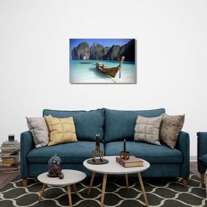 Quadro 40X60 Lagoa Com Pedras Canvas Psg135 Brisa Artes