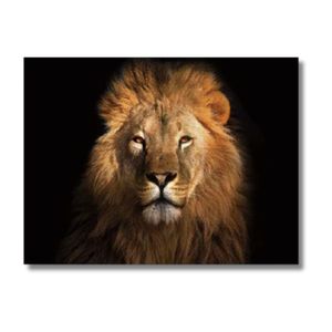 Quadro 90X120 Leão Com Fundo Preto Canvas 1036 Brisa Artes