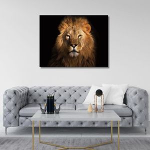 Quadro 90X120 Leão Com Fundo Preto Canvas 1036 Brisa Artes