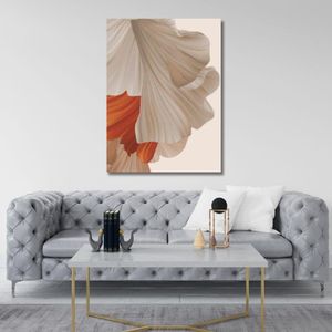 Quadro 90X120 Abstrato Branco/Laranja Canvas 2111 Brisa Artes