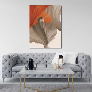 Quadro 90X120 Abstrato Cinza/Laranja Canvas 2110 Brisa Artes