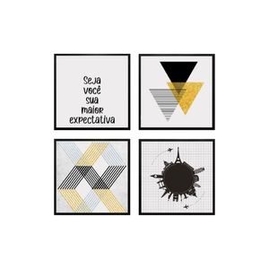 KIT 4 Quadros Com Moldura 20x20cm 2049 Brisa Artes