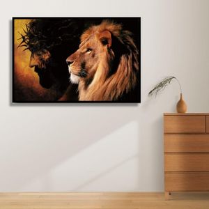 Quadro Com Acetato Leão/Jesus 63x93cm 1037 Brisa Artes