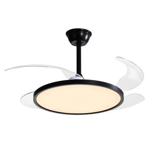 Ventilador de Teto 4 Hélices com Controle e Luminária Preto Bivolt - Aliseu