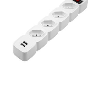 Protetor Eletrônico com 4 Tomadas e 2 Usb com 1 metro Branco Intelbras
