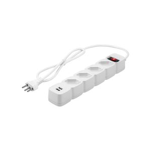 Protetor Eletronico Com 4 Tomadas 2 Usb+ 3 Metros Branco Intelbras