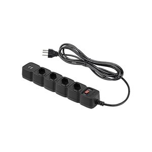 Protetor Eletrônico com 4 Tomadas e 2 Usb+ com 3 Metros Preto Intelbras