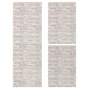 Conjunto De Tapetes Para Cozinha Anti Slip 3 Peças Riscato Cru/Caramelo Anatex