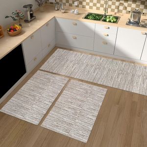 Conjunto De Tapetes Para Cozinha Anti Slip 3 Peças Riscato Cru/Caramelo Anatex