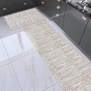 Conjunto De Tapetes Para Cozinha Anti Slip 2 Peças Riscato Cru/Caramelo Anatex