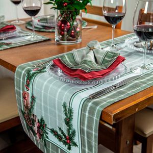Caminho De Mesa Natalino 060 Presentes E Pinhas 42X141Cm Belchior