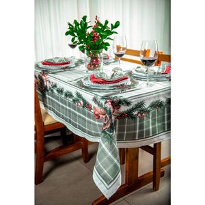 Toalha De Mesa Natalina 037 Presentes E Pinhas 1,40X1,40M Belchior