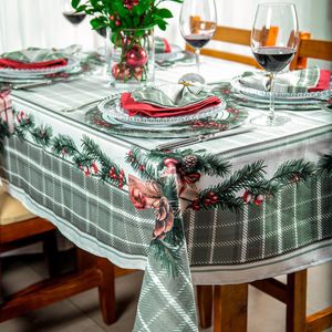Toalha De Mesa Natalina 046 Presentes E Pinhas 1,40X2,20M Belchior