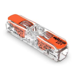 Conector Emenda 221 Inline até 4mm 32A 2 Peças Transparente Wago