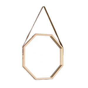 Espelho Oitavado 50x50cm Com alça de couro Luxo Art Frame
