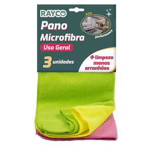 Pano De Limpeza Microfibra Com 3 Unidades 14949 Rayco