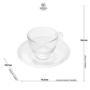 Conjunto 4 Xícaras 80Ml Com Pires Cristal Pearl Wolff