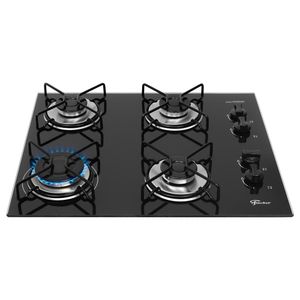 Cooktop a Gás 4 Queimadores Fit Line Trempe Esmaltada Preto - Fischer