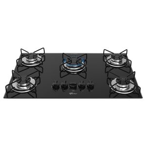 Cooktop a Gás 5 Queimadores Fit Line Trempe Esmaltada Preto - Fischer