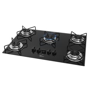 Cooktop a Gás 5 Queimadores Fit Line Trempe Esmaltada Preto - Fischer