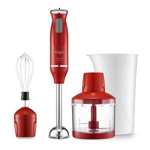 Mixer Power 2 Velocidades com Misturador Mini Processador Fout e Copo Dosador 600W 220V Vermelho e Inox - Elgin