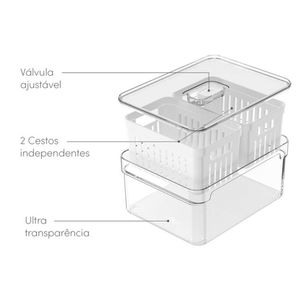 Organizador Com 2 Cestos Natural Clear Fresh 2,2L - Of650Nt - Ou