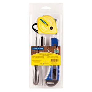 Kit de Ferramentas com Trena Chaves de Fenda e Estilete para Uso Doméstico 4 Peças - 43408118 - Tramontina