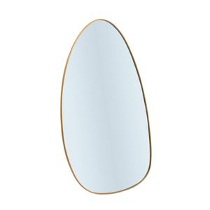 Espelho Orgânico Com Borda De Metal Dourado 21x35cm Lyor