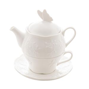 Conjunto 3 Peças De Chá De Porcelana New Bone Butterfly Flower Lyor