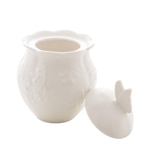 Açucareiro De Porcelana New Bone Butterfly Flower 9,5x9,5x13,5cm Lyor